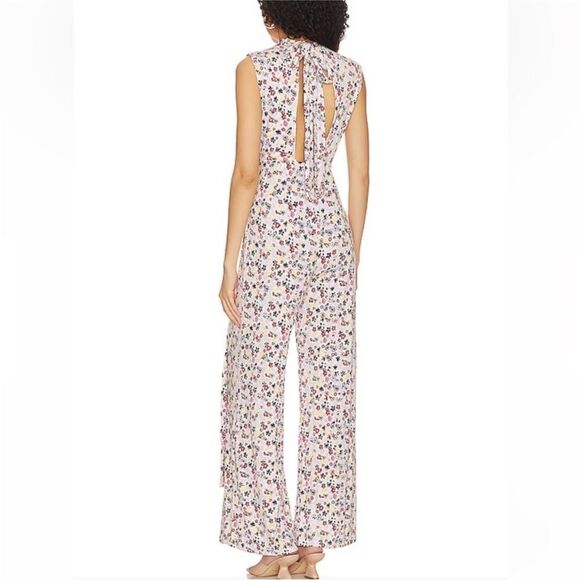 Free People NWT Vibe Check Wide Leg Jumpsuit Tea Ditsy Shell Combo Floral sz XS - Picture 4 of 9